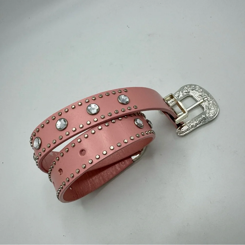 NOCONA Western GIRLS  Pink Leather BELT  Embellished details Size 20